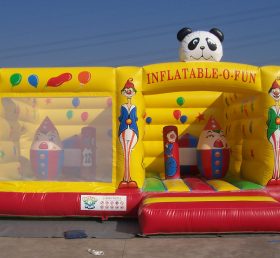 T2-2529 Clown en panda opblaasbare trampoline