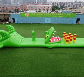 T10-109 Krokodil thema opblaasbare hindernisbaan voor kinderen opblaasbare watersportgame-feestactiviteiten