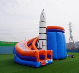 T8-133 Rocket Space Travel Theme Children's Business Party Fun Opblaasbare labelcombinatie met glijbaan