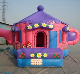 T2-2422 Roze opblaasbare trampoline