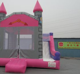 T2-324 Roze kasteel opblaasbare trampoline