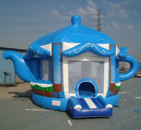 T2-1438 Blauwe opblaasbare trampoline