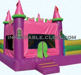 T2-743 Roze kasteel opblaasbare trampoline