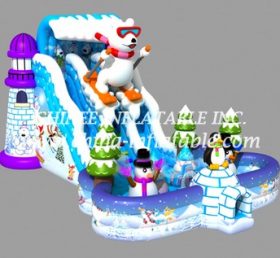 T8-1444 Bear Winter Snowman Dry Slider Christmas Opblaasbare dia