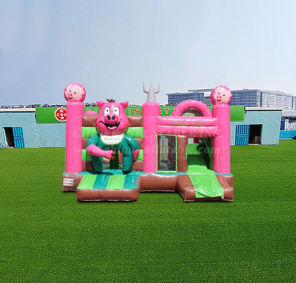 T2-4548 Farm Pig Bouncy Castle With Slide