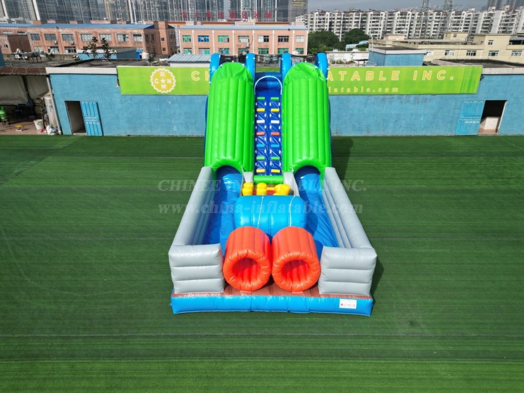 T8-3816 Customized Double Slide Inflatable Slide With Obstacles
