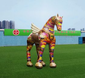 S4-704 Opblaasbaar cartoon gigantisch kleurrijk paard