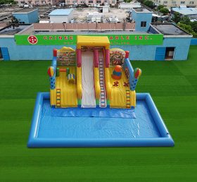 Pool2-827 Carnaval opblaasbaar waterpark met zwembad