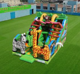 T8-4536 Giraf- en zebra-opblaasbare droge glijbaan