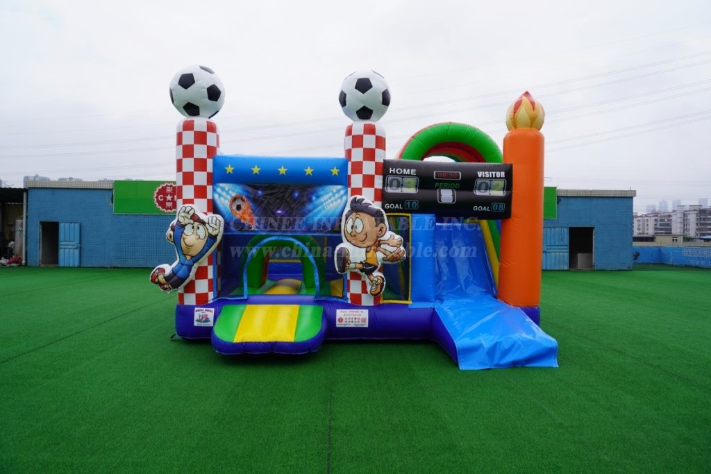 T2-8112 Football themed bouncy castle with slide